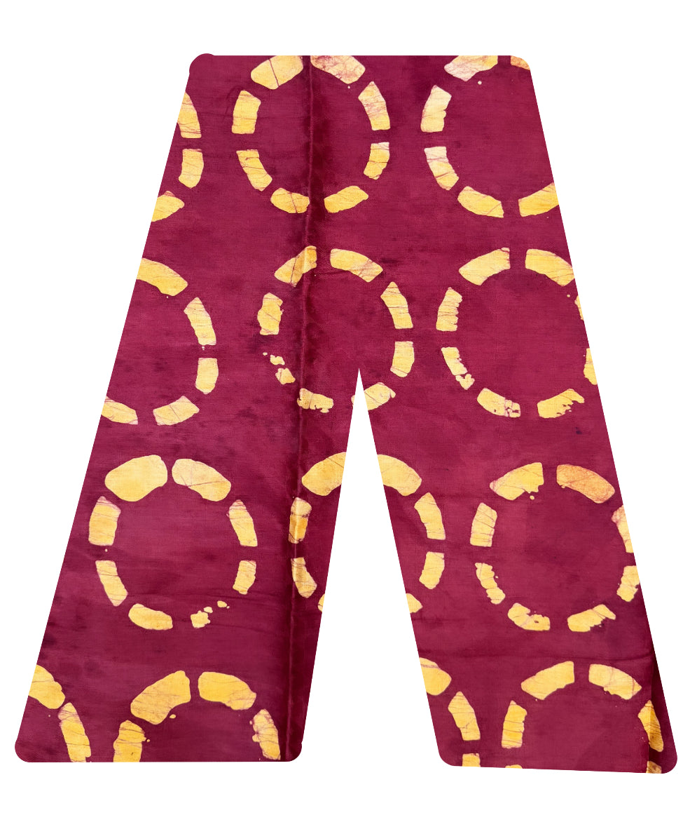 This is our traditional trousers. It is made from cotton. The colours are Yellow and red.